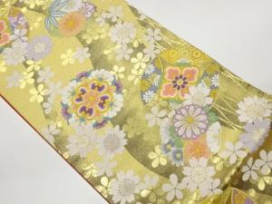 華紋に花々散らし模様織出し袋帯